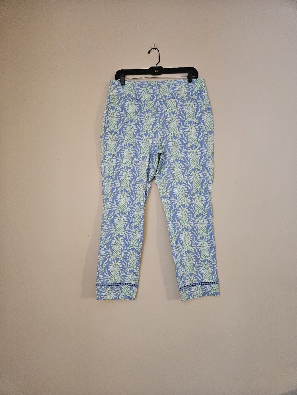 Crown & Ivy Women's Pineapple Print Cropped Pants, Size 14, Blue And Green